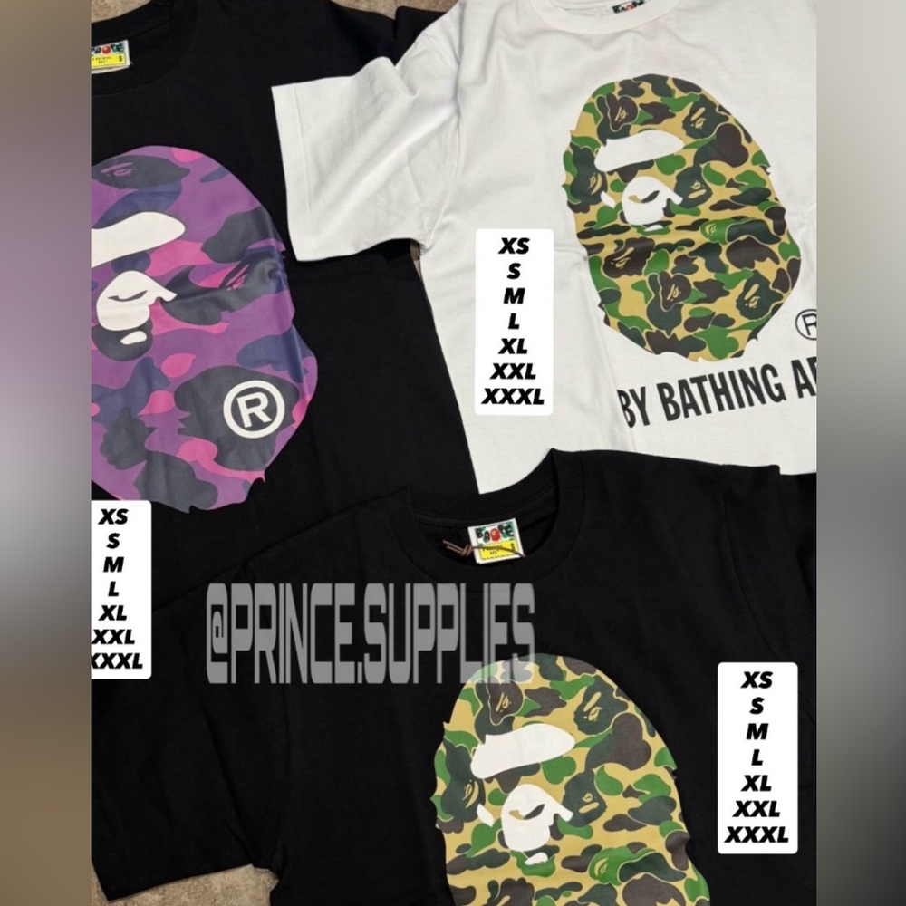 Bape Camo Ape Head Tees - Purple, White, Black